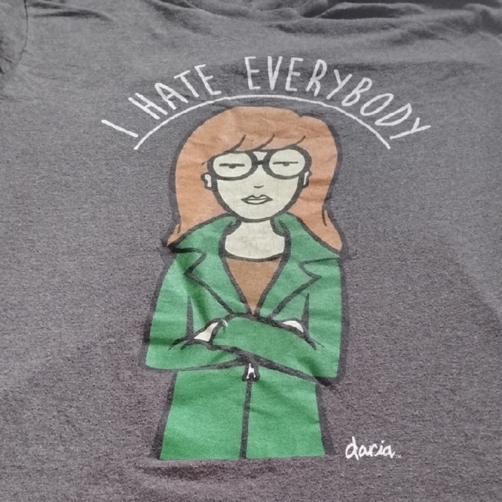 Men's Grey Vintage XL MTV Daria I Hate Everybody Cartoon Shirt